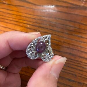 Fashion Jewelry Silver Ring with Purple Gemstone